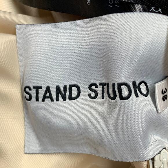 Size M Eliora Trench Multi Color Patchwork Double Breasted Belted Coat - Picture 9 of 11